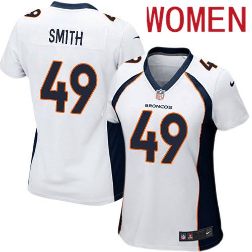Women Denver Broncos #49 Dennis Smith Nike White Game Player NFL Jersey->women nfl jersey->Women Jersey